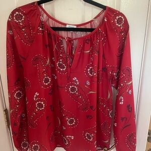 Marabelle Chic Red Paisley Blouse
